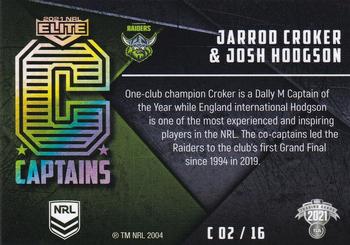 2021 NRL Elite - Captains #C02 Jarrod Croker / Josh Hodgson Back
